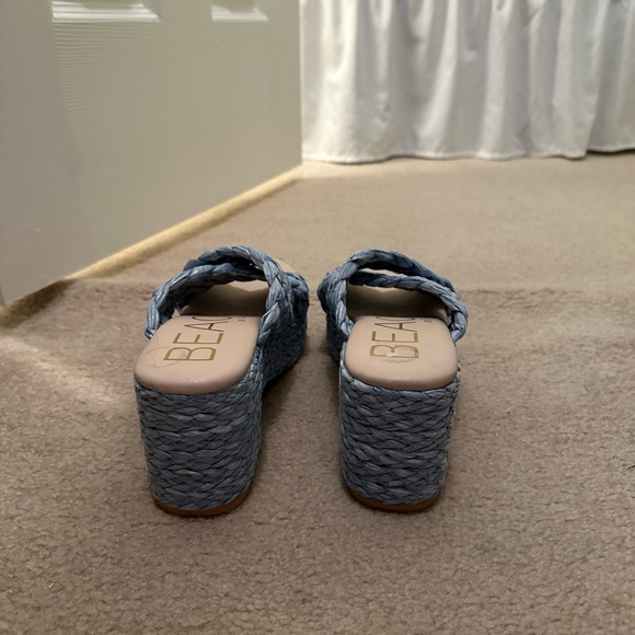 Reflection Blue Raffia Platform Slide Sandals - Picture 5 of 5